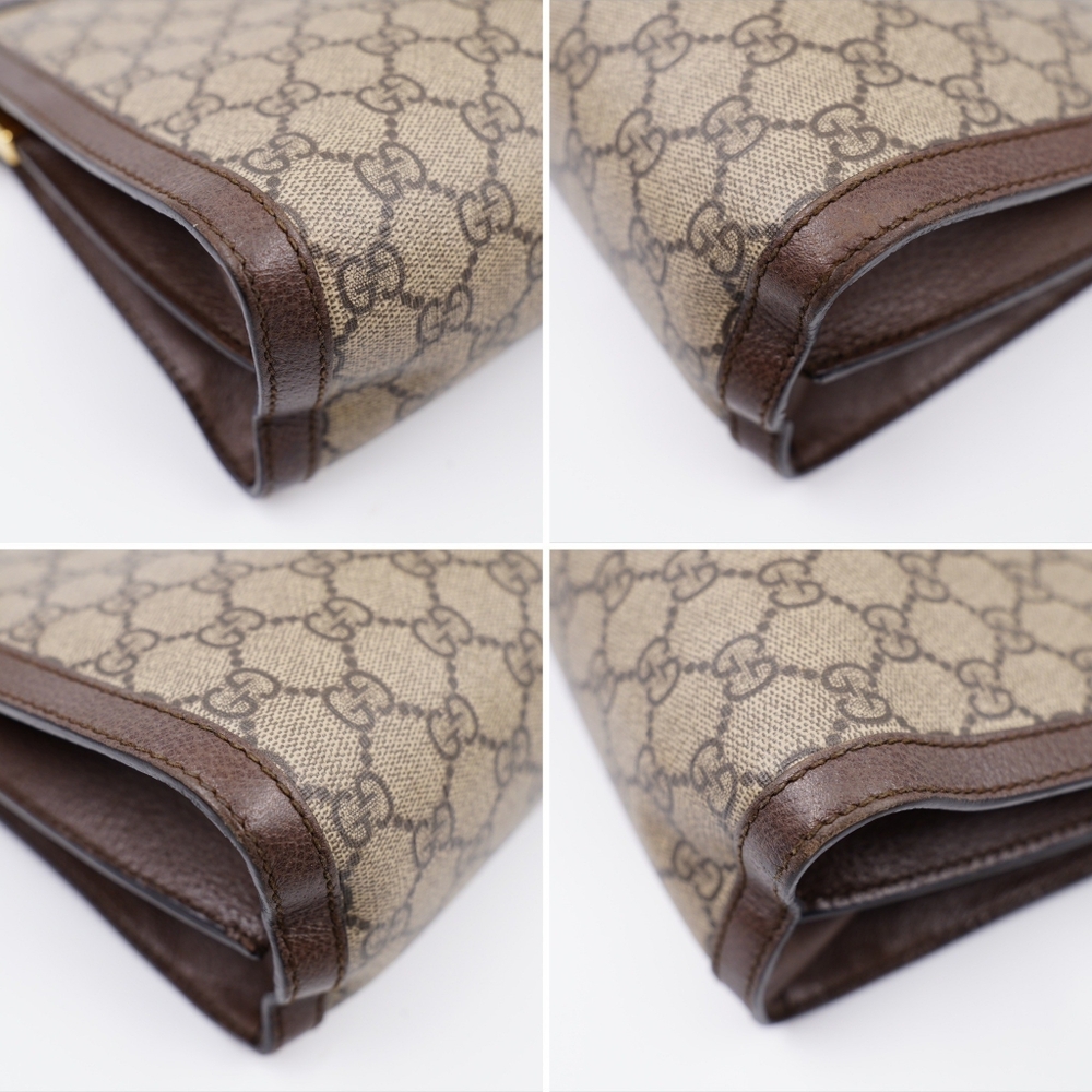 Gucci Beige Monogram Shoulder Bag with Green and Red Web Stripe - Picture 10 of 16